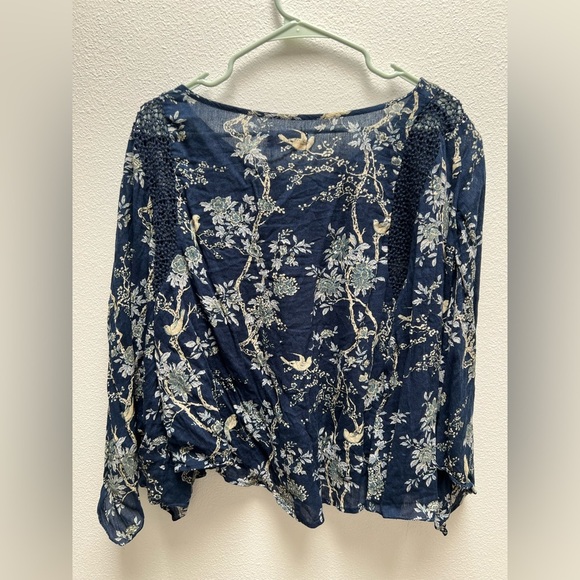Denim & Supply Ralph Lauren Navy Floral Bell Sleeves Blouse - Picture 6 of 6
